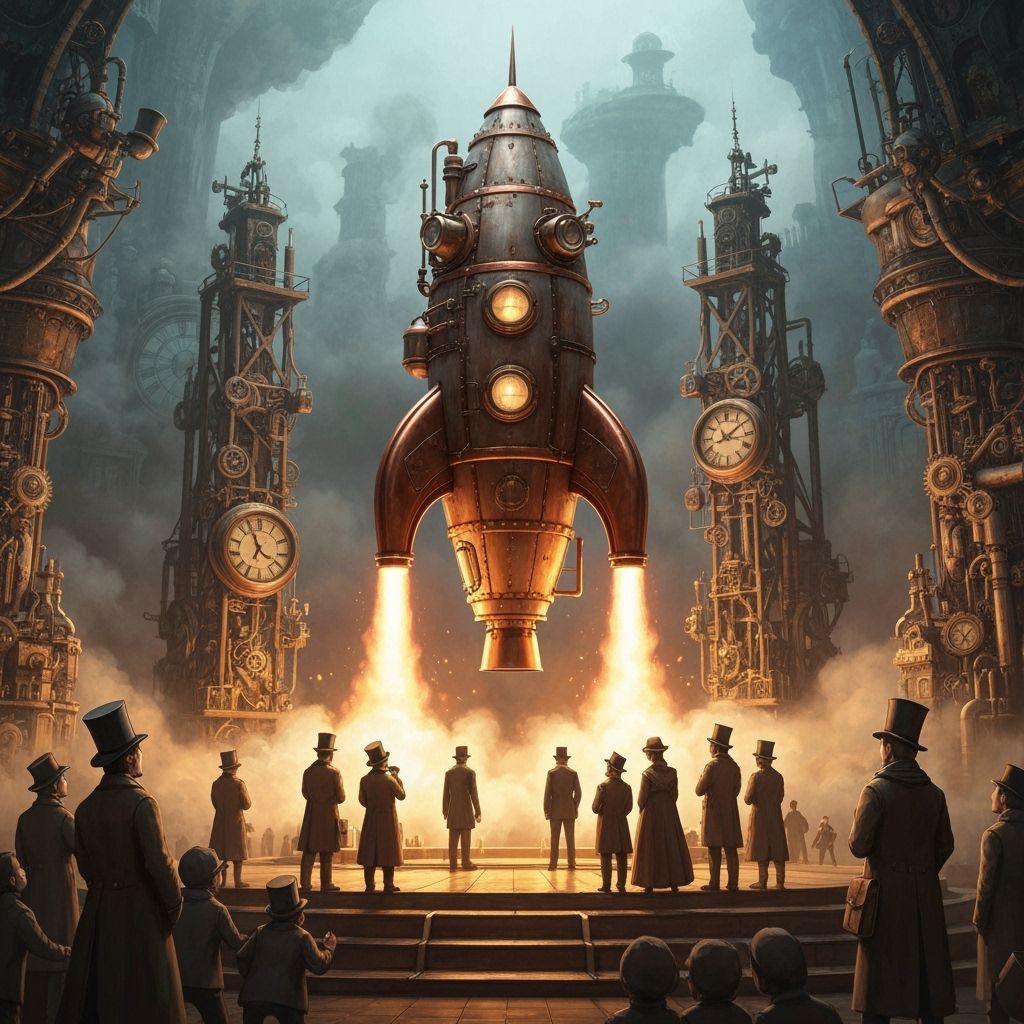 Steampunk Rocket Blasts Off from Victorian Launchpad