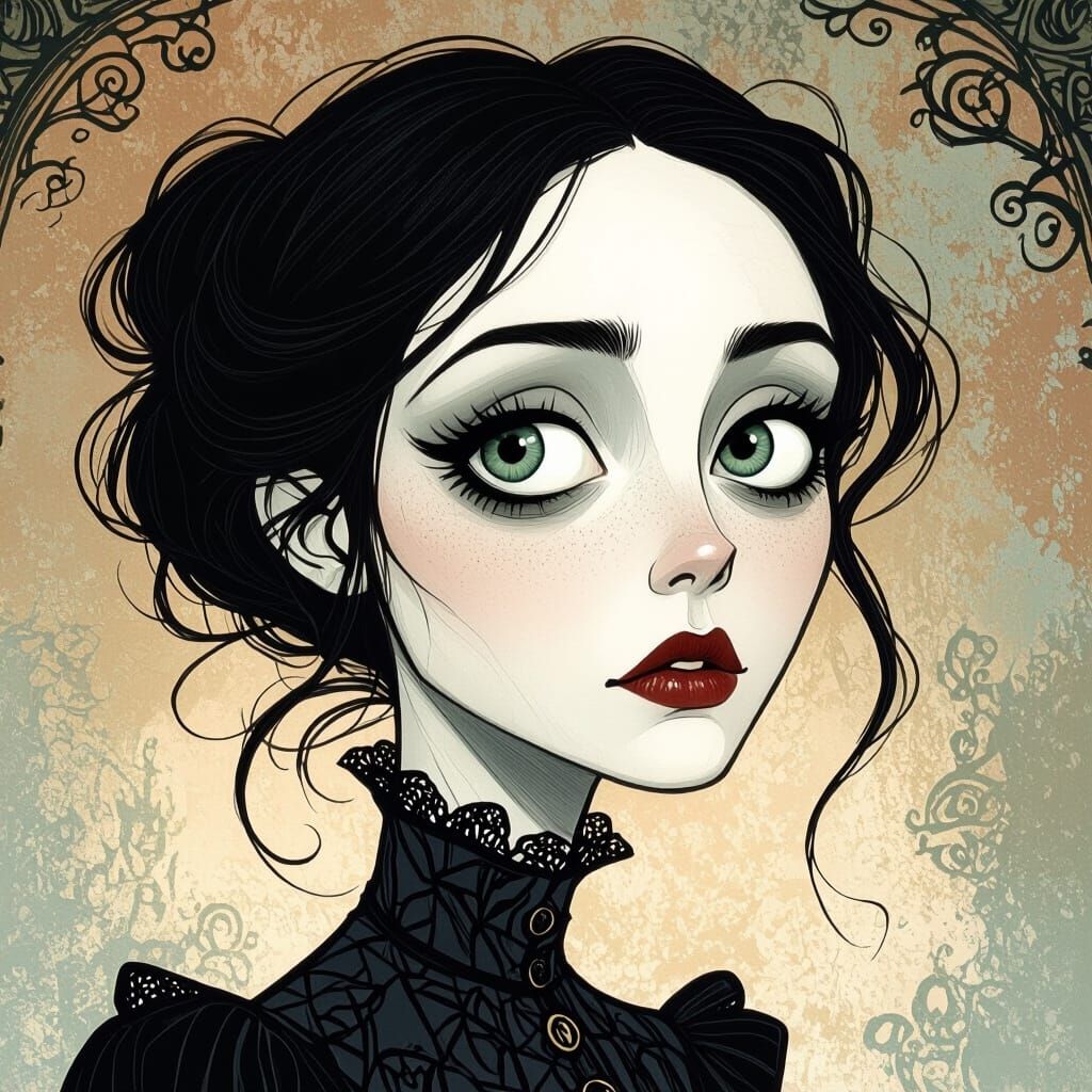 Gothic Portrait of a Woman in Burton Style