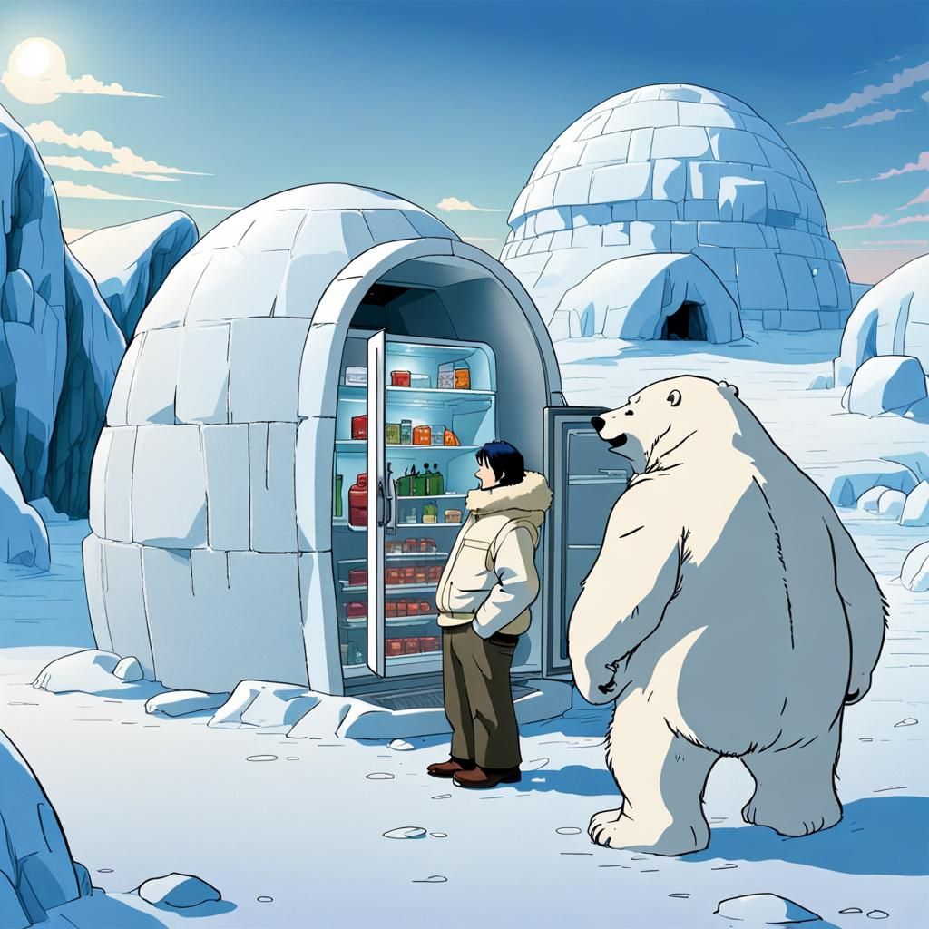 Eskimo and Salesman Refrigerator Comic in Manga Style