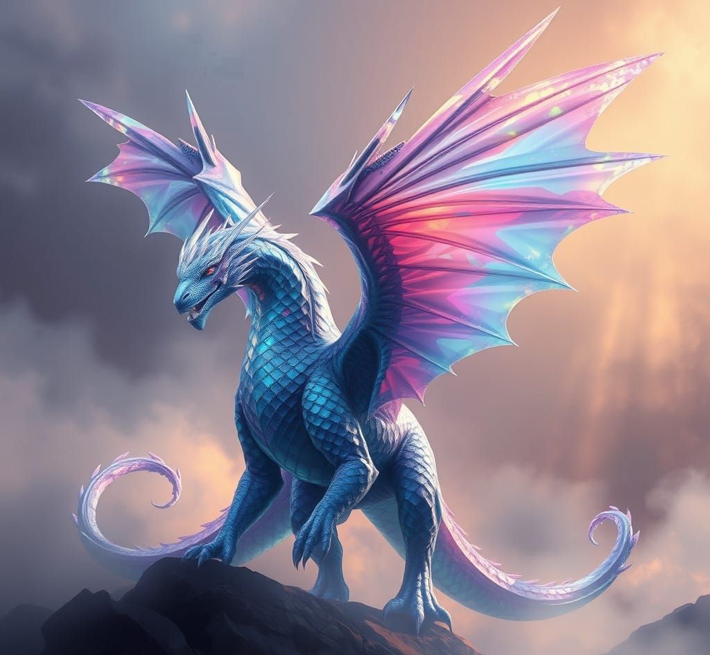 Ethereal Dragon-Griffon Hybrid in Vibrant Fantasy Art
