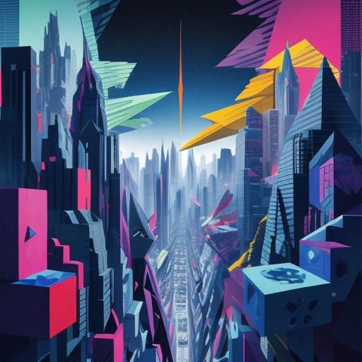 Pablo Picasso meet Akira.. in Cubist futuristic world.