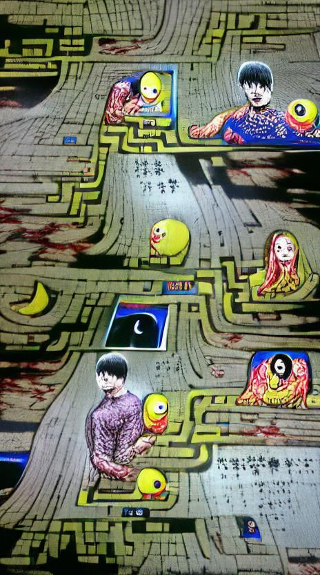 Pac-Man Meets Junji Ito: Horror Manga Style