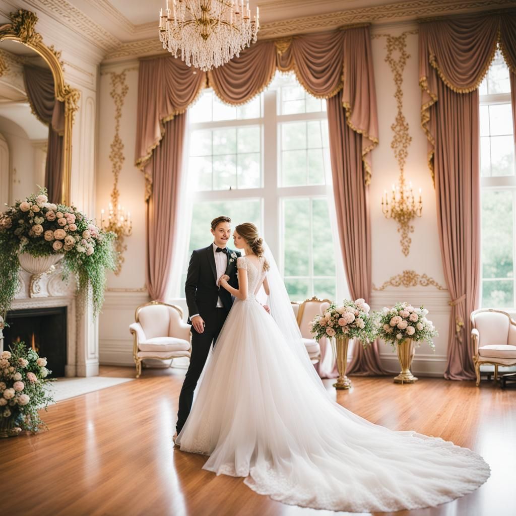 Fairytale Wedding at Mansion with Bridesmaids