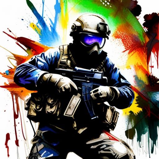 Navy SEAL Operator in Graffiti Splash Art Style