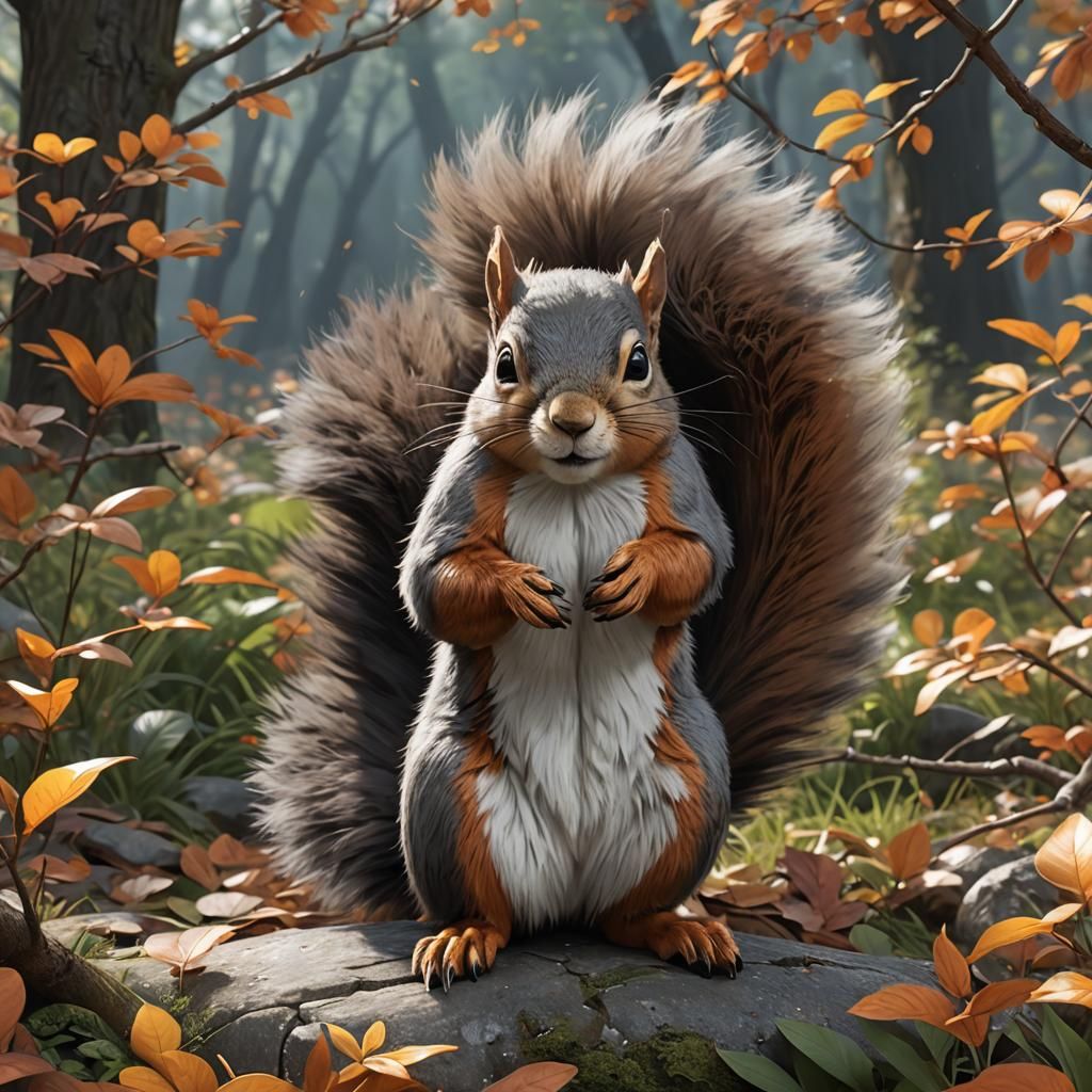 Detailed 3D Anime Squirrel Artwork in 8K