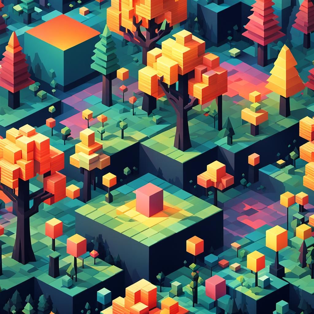Abstract Pixel Forest of Isometric Cubes