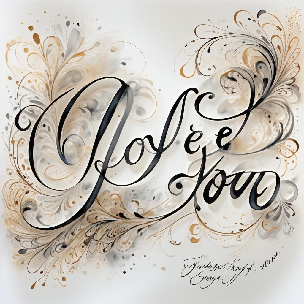 Elegant Calligraphy of I Love You in Cursive Script
