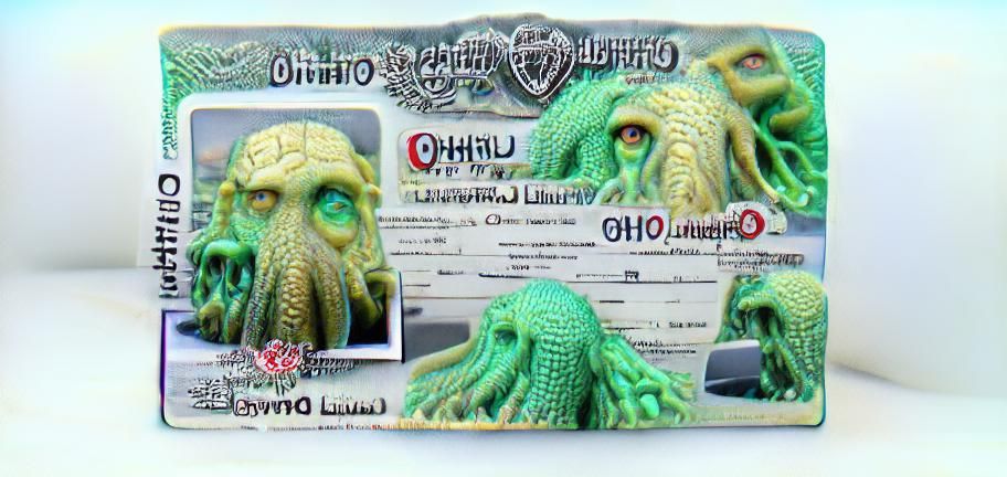 Cthulhu's Ontario Driver's License in Hyperrealism