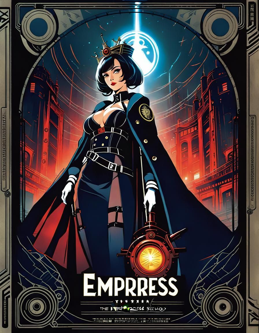 Dieselpunk Empress Tarot Card in Anime Style