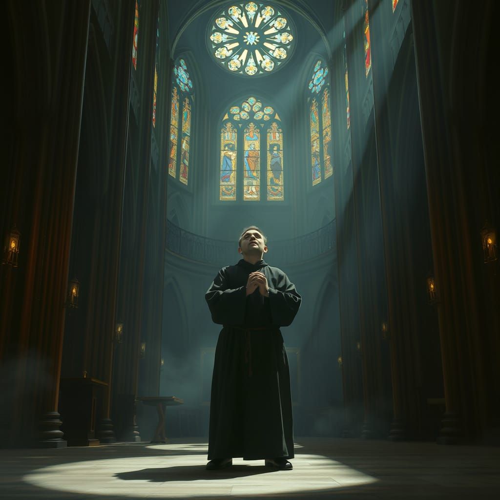 Mystical Monk in Grand Cathedral, Sung by Radiant Light