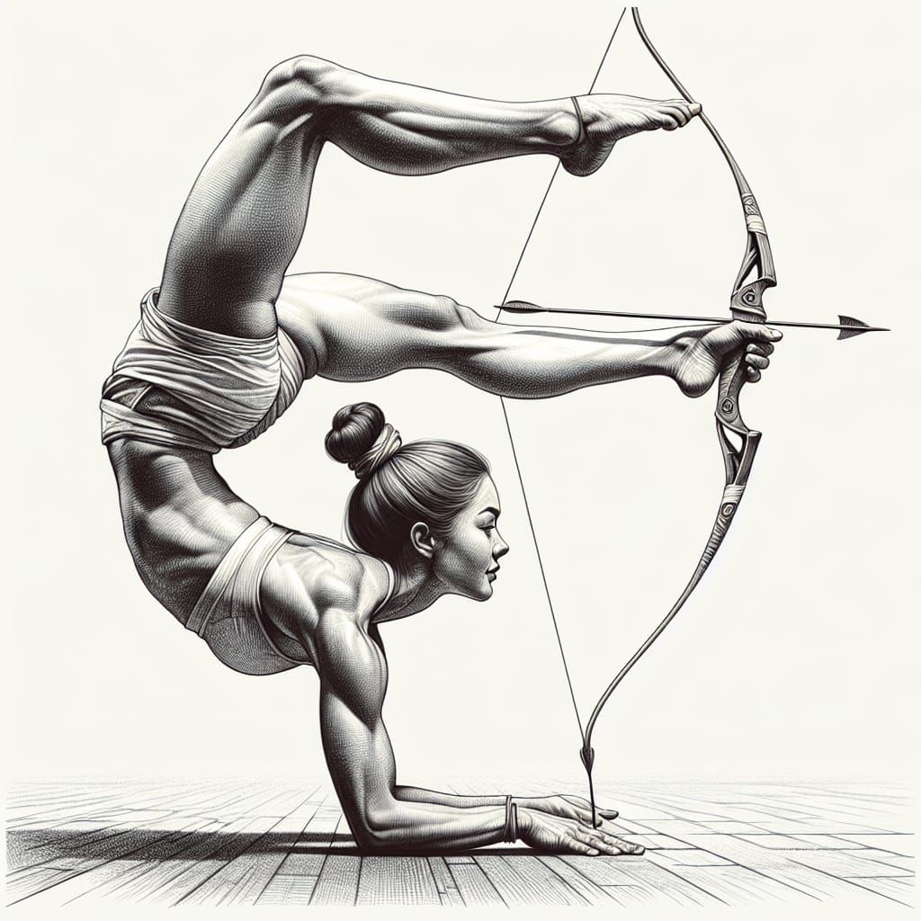 Athletic Woman Foot Archer in Handstand Pose