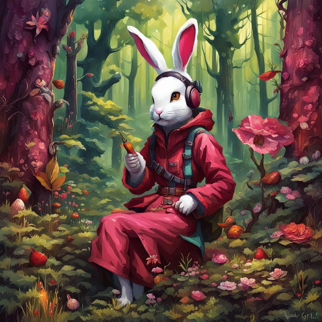 Cyberpunk Herbalist in a Dystopian Forest