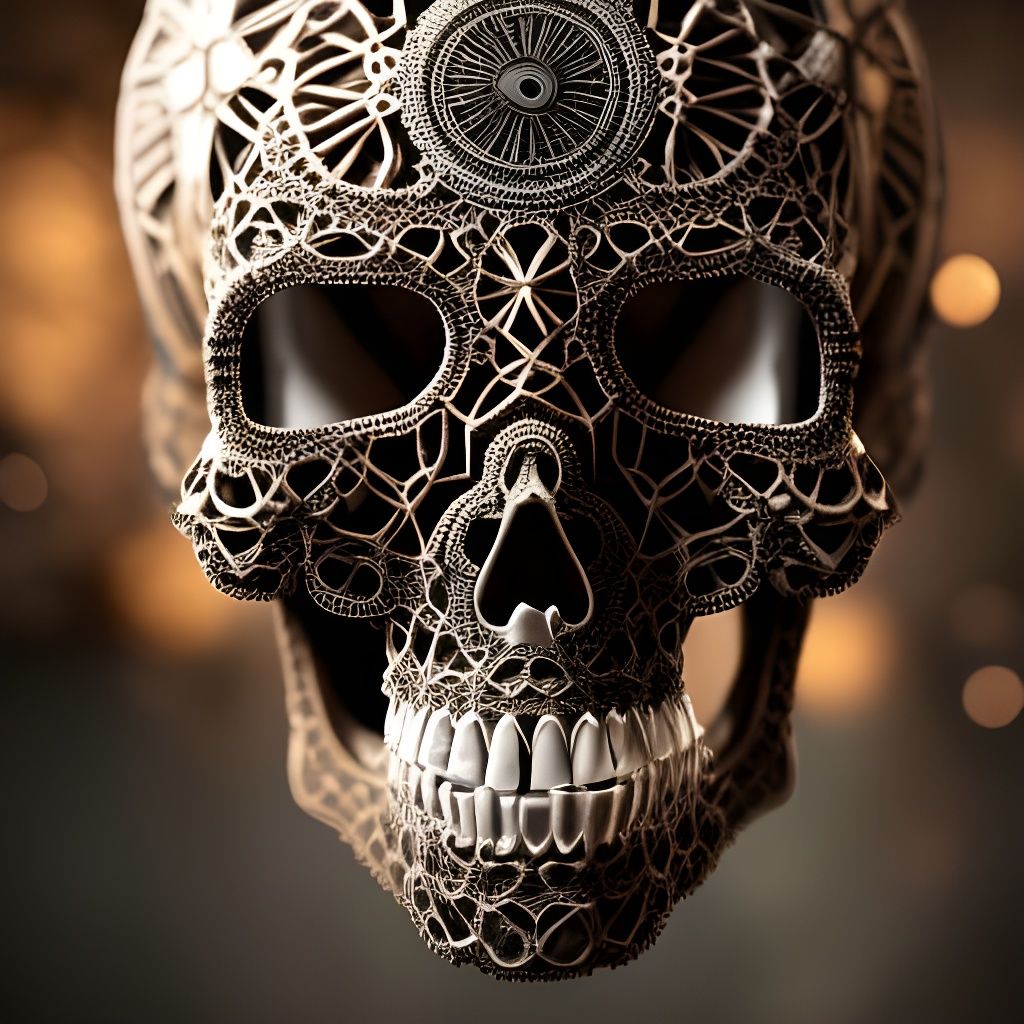 Lace Skull Steampunk Masterpiece in 3D