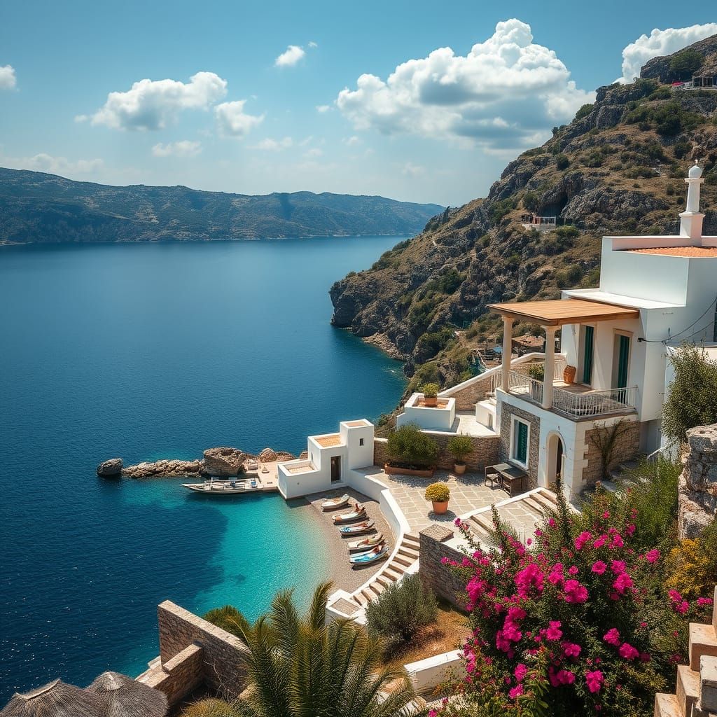 Greek Summer Landscape in Photorealistic Style