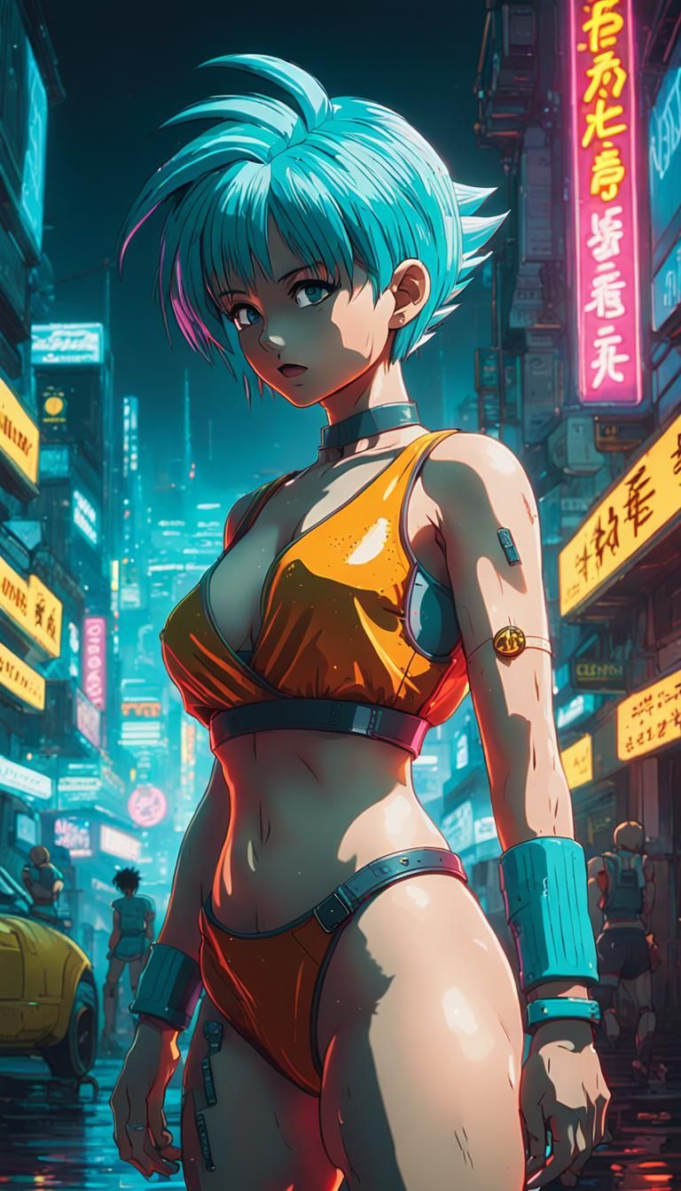 Supposed to be Bulma but looks like a fusion of Bulma and Goku - Bulku?