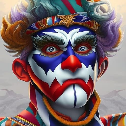 Hyperrealistic Clown in Splash Art Style