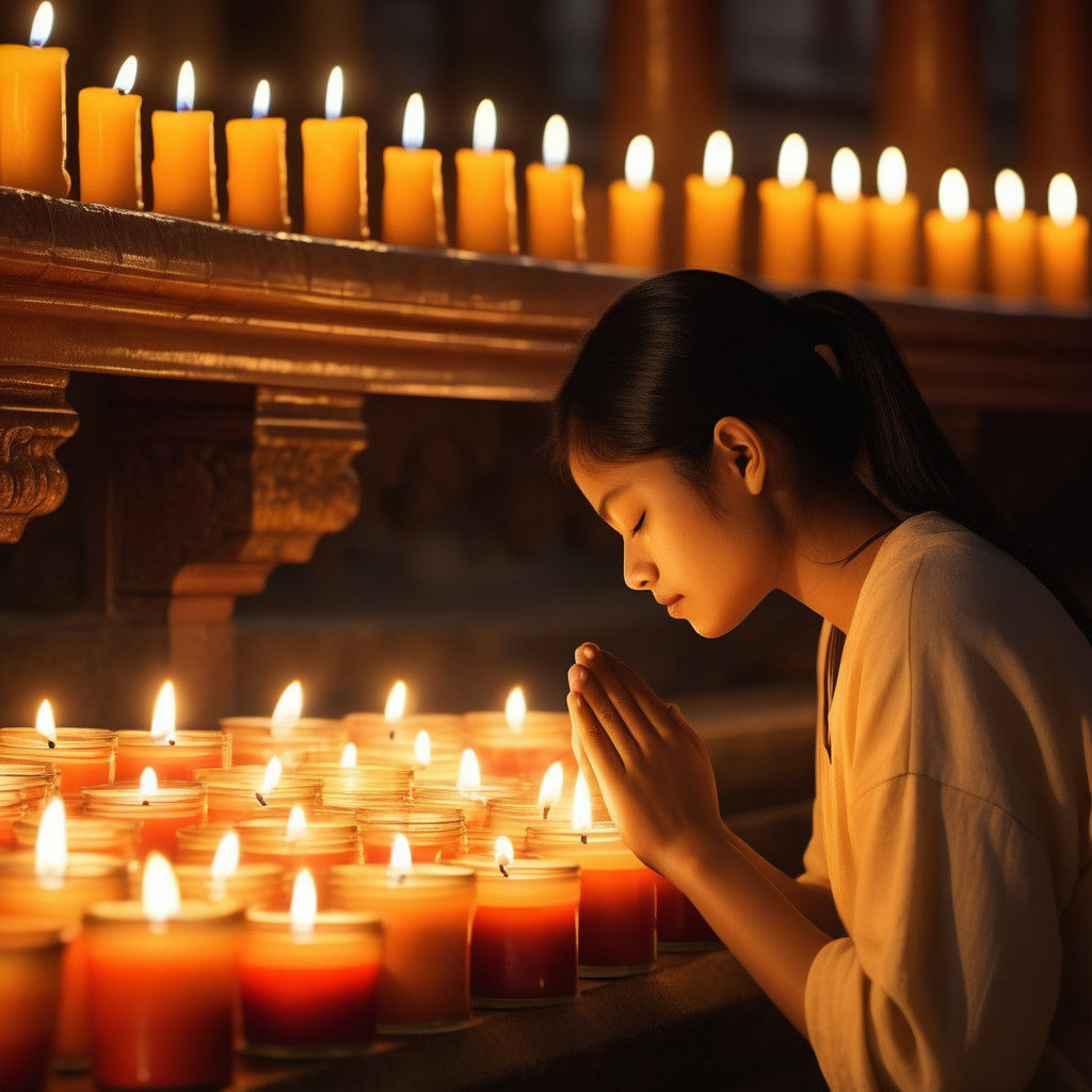 Surreal Devotional Scene in Vibrant Oil Painting Style