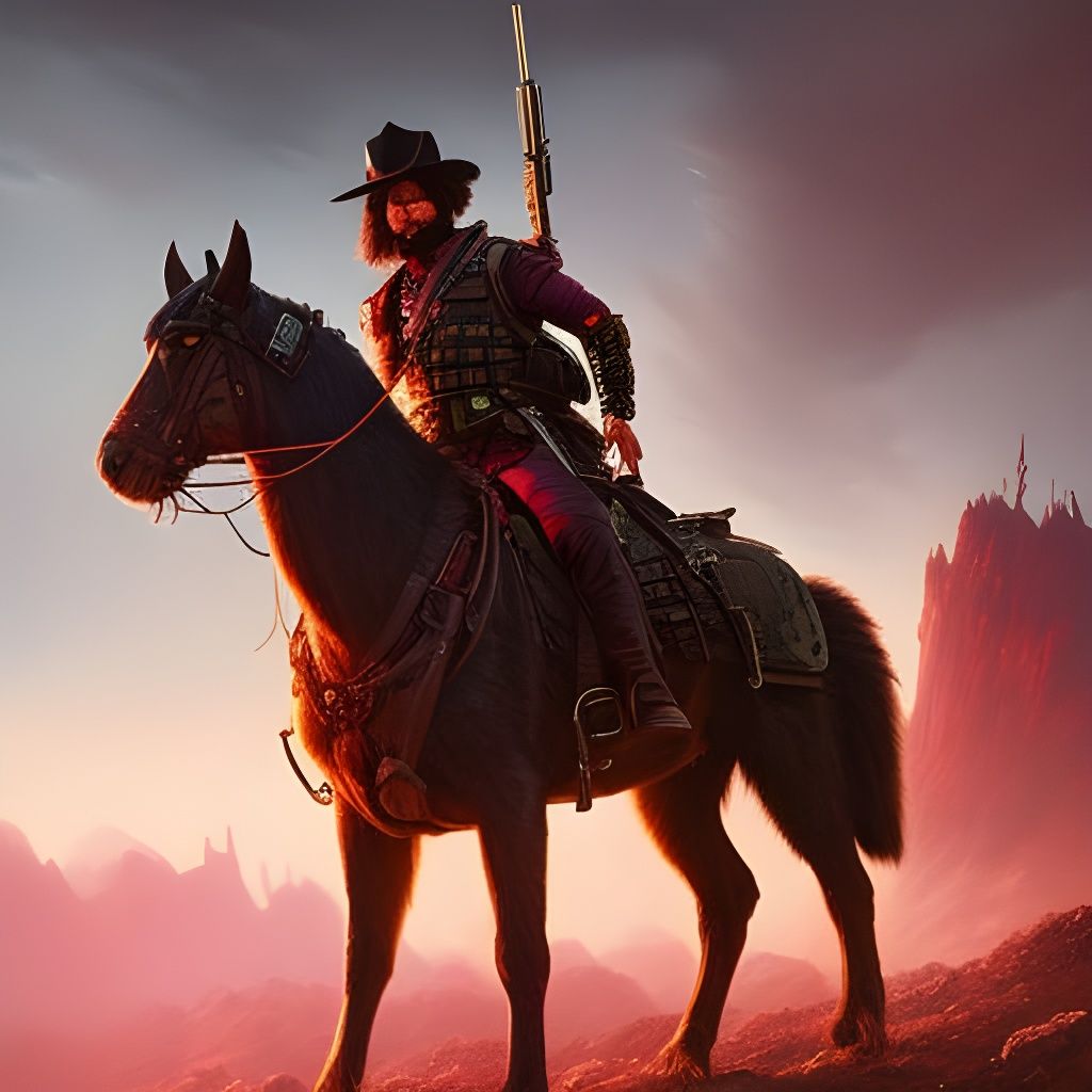 Futuristic Cowboy Sheriff in Cyberpunk Wild West