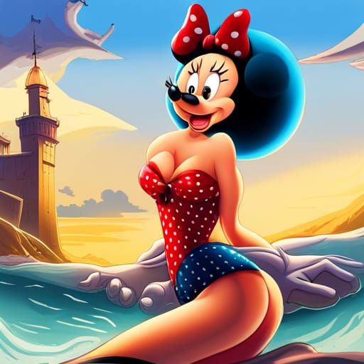 Minnie Mouse Pin-Up in Retro Disney Comic Style