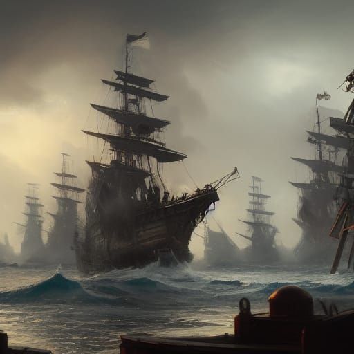 Sinister Pirate Harbor in Dark Fantasy Style
