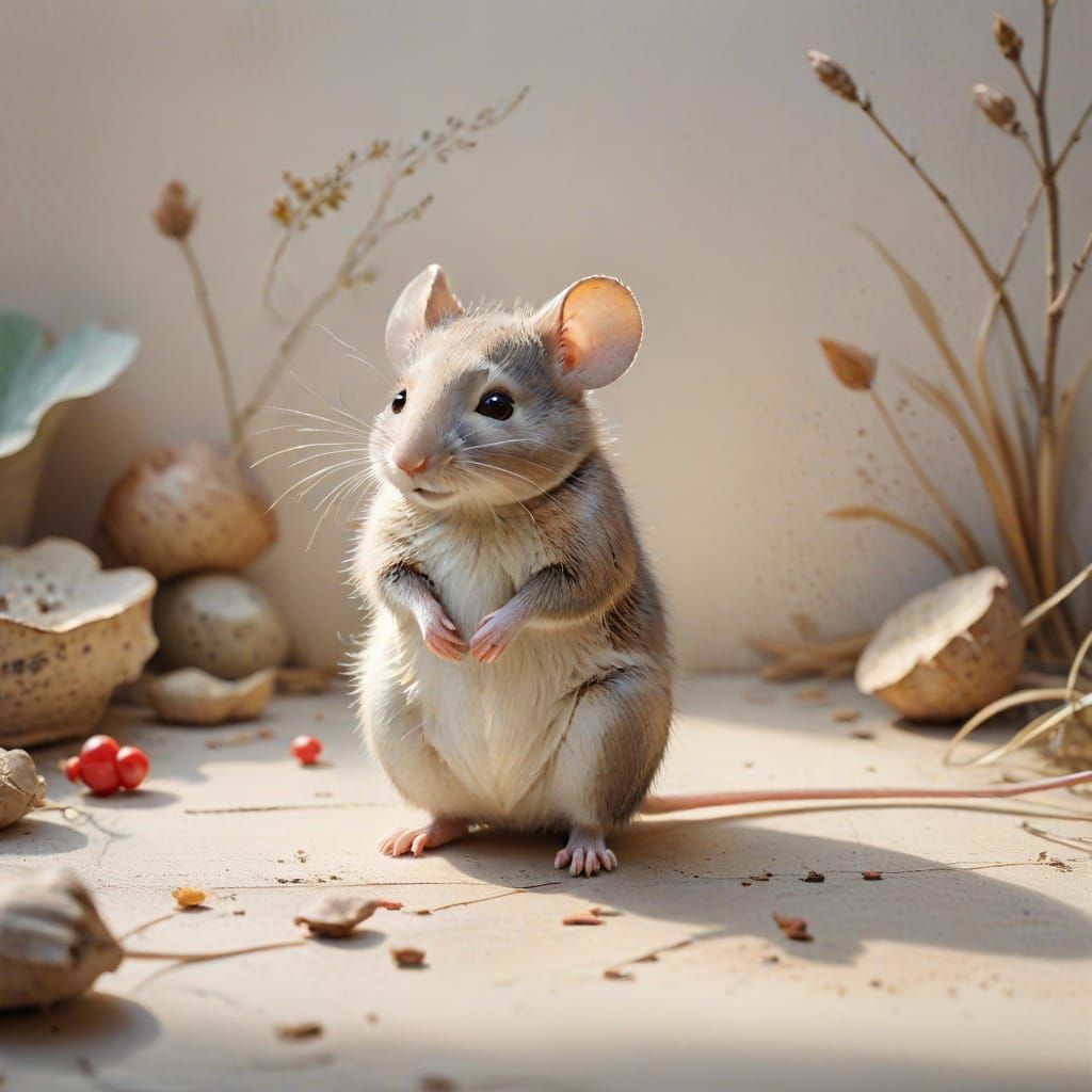 Watercolor Mouse Illustration in Children's Book Style