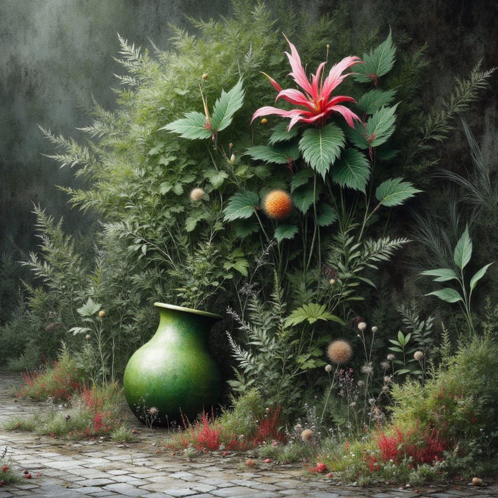 Monsteria Plant Escapes Overturned Pot Beside Road