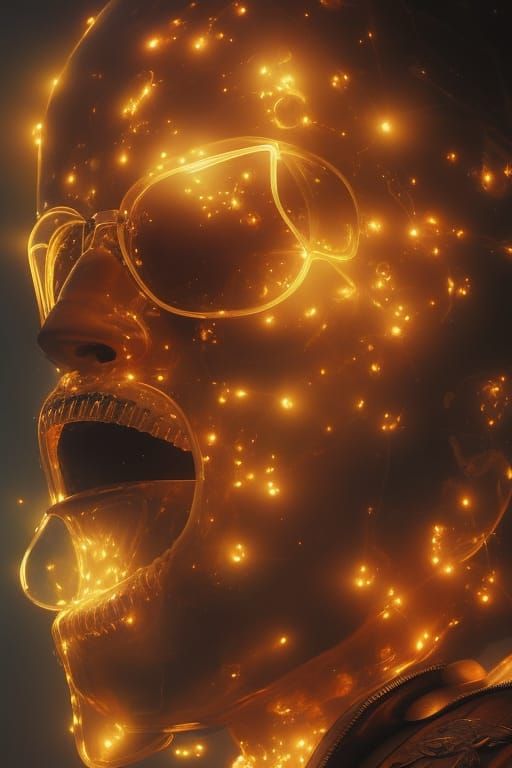 Magical Glowing Smoke Skull in Fantasy Art Style