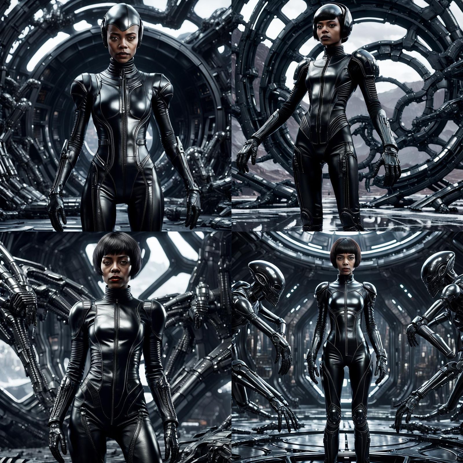 Giger-Inspired Sci-Fi Queen in Alien Environment