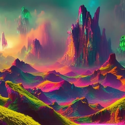 Psychedelic Digital Matte Painting: Epic and Detailed