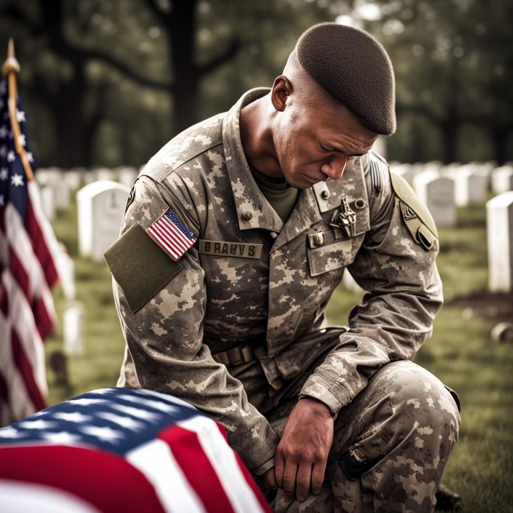 Soldier's Grief: Mourning at a Fallen Brother's Grave