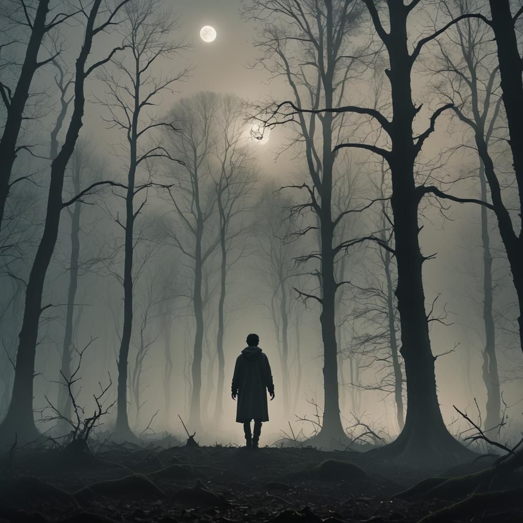 Eerie Moonlit Forest with Ghostly Fog in Unreal Engine