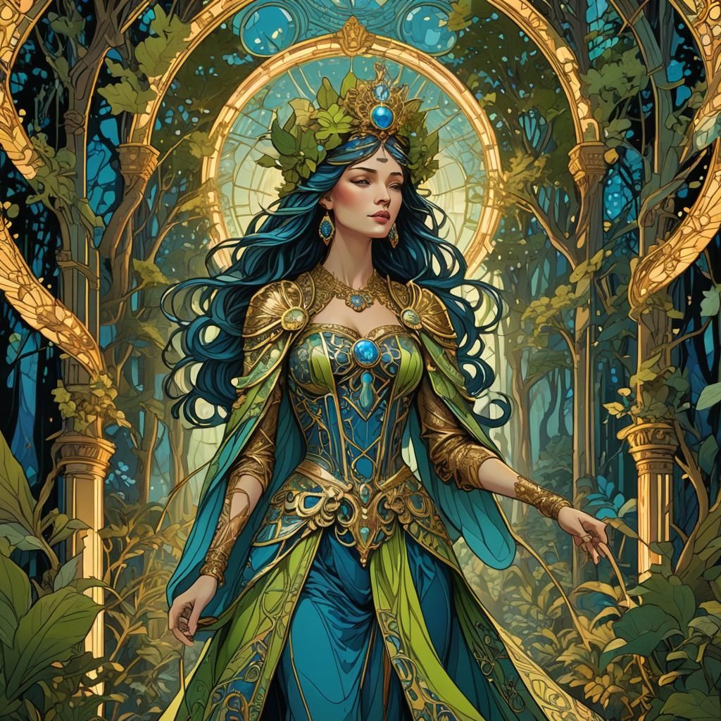 Empress on Runway: Art Nouveau Illustration