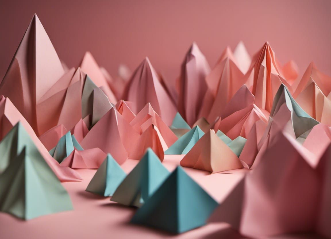 Abstract Origami Landscape in Papercraft Style