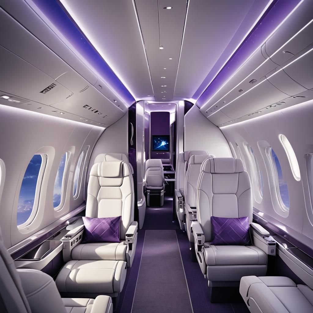 Futuristic Luxury Airliner in Flight with Vibrant Lighting