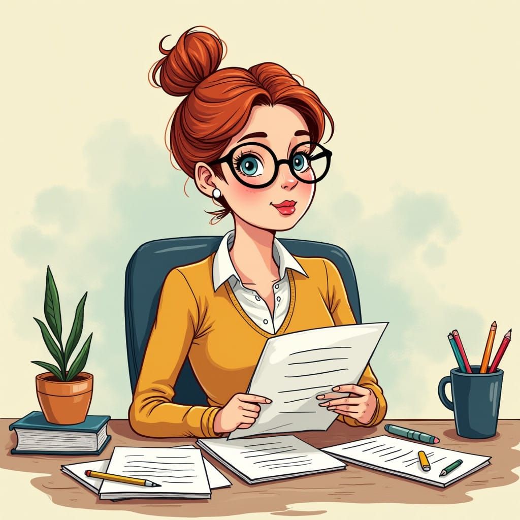 Rouge-Haired Woman Seeking Opportunity with Determined Expre...