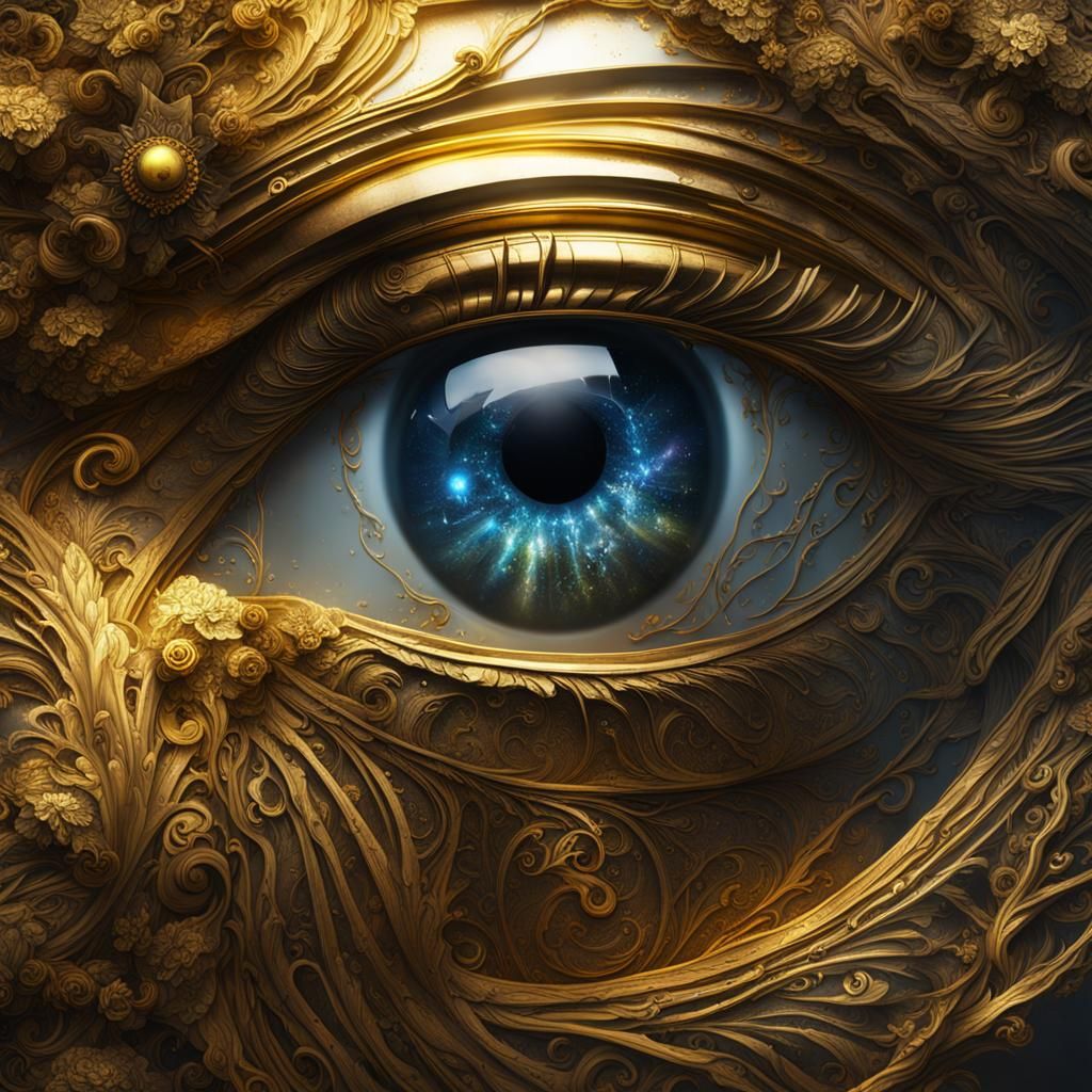 Detailed Golden Eye Fantasy Concept Art