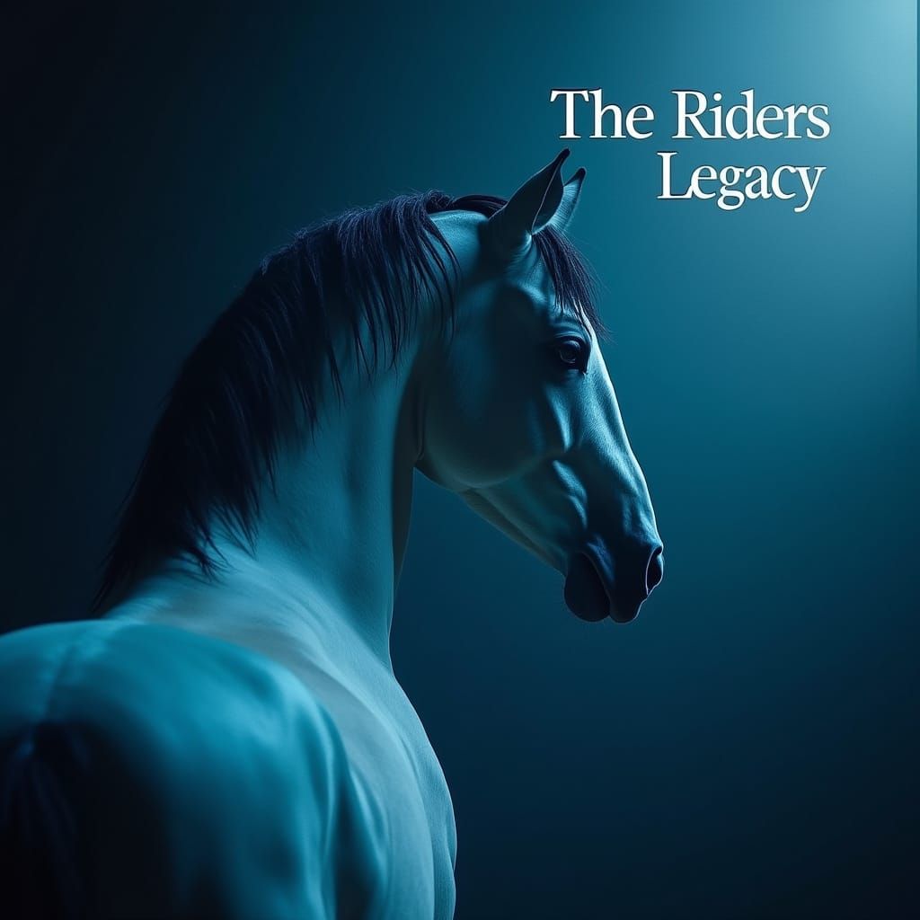 Regal Friesian Horse in Ethereal Blue Hues