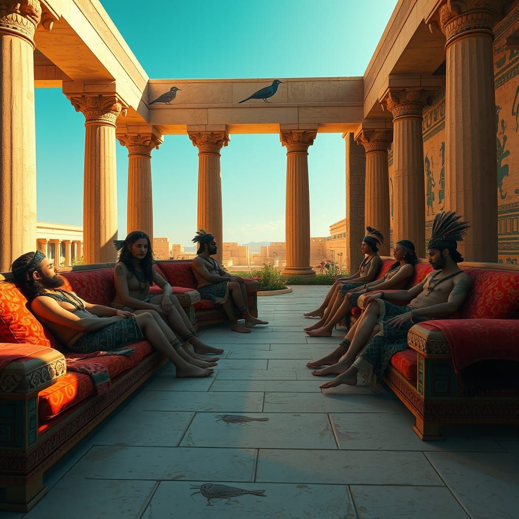 Minoan Palace Slumber in Golden Light