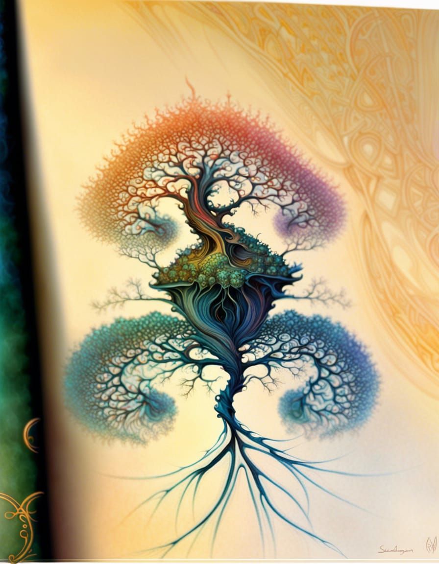 Fractal Bonsai Radiance in Fantasy Art Style