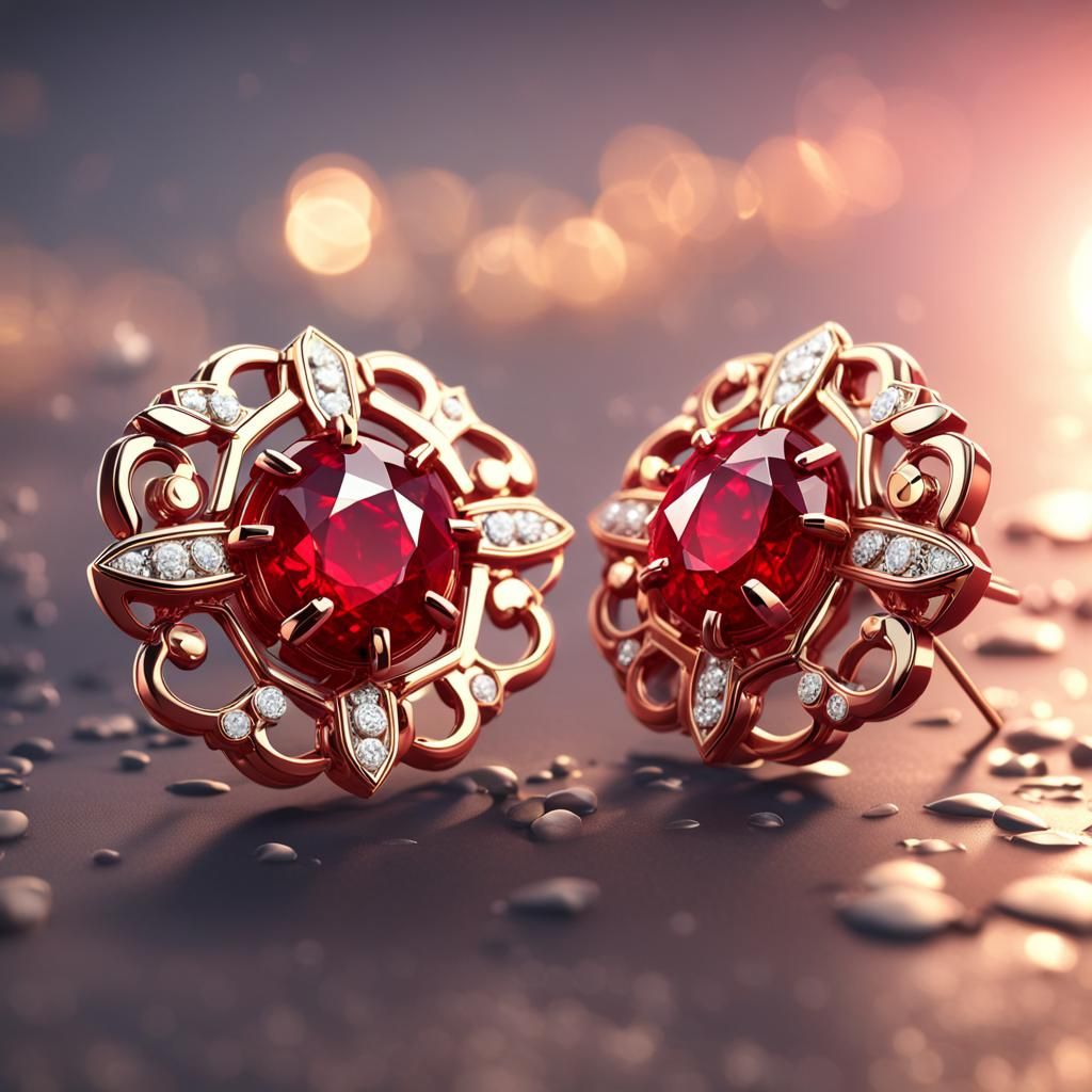 Leo Zodiac Ruby Earrings: 3D Cinematic Gemstone Art