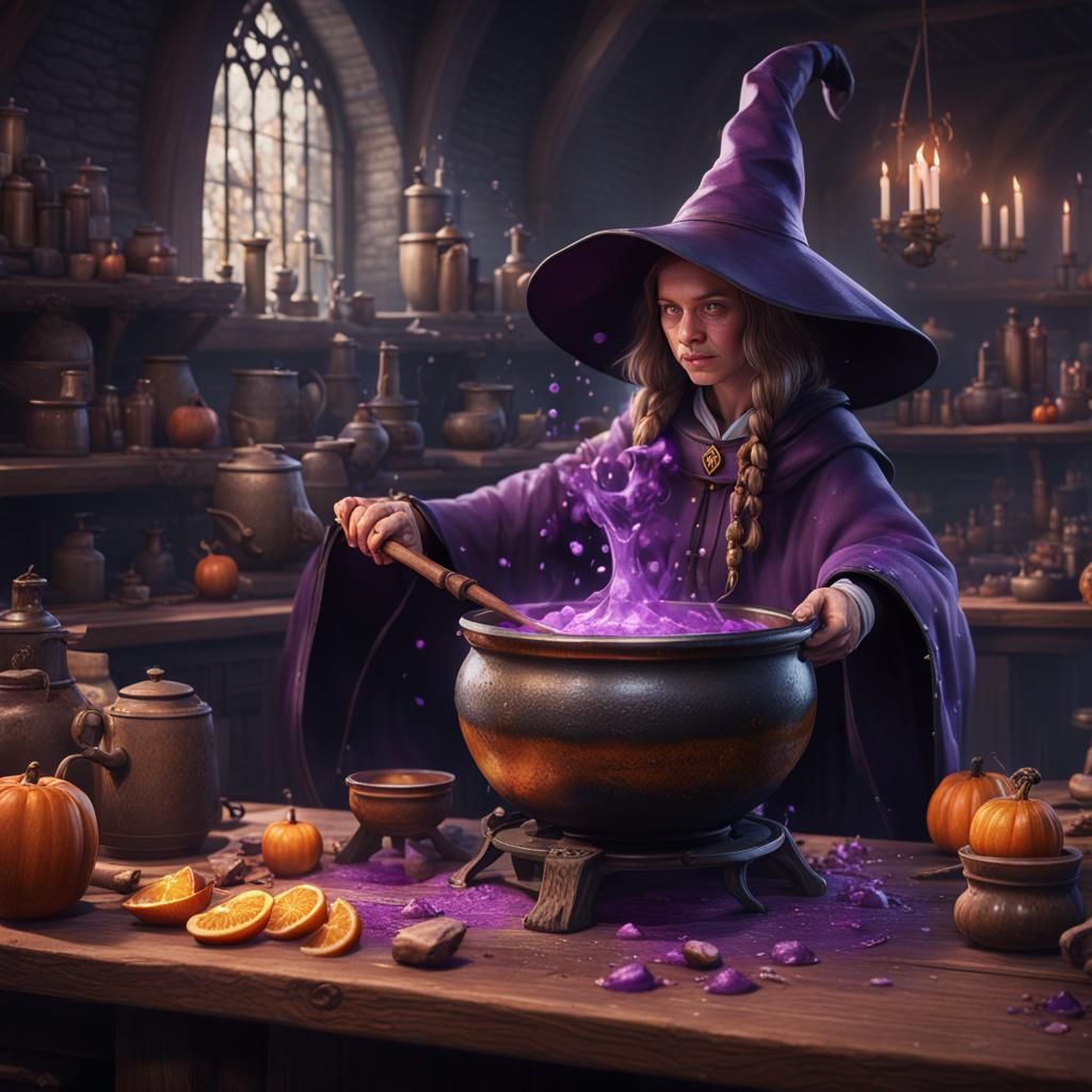 Hogwarts Witch Brewing Purple Potion