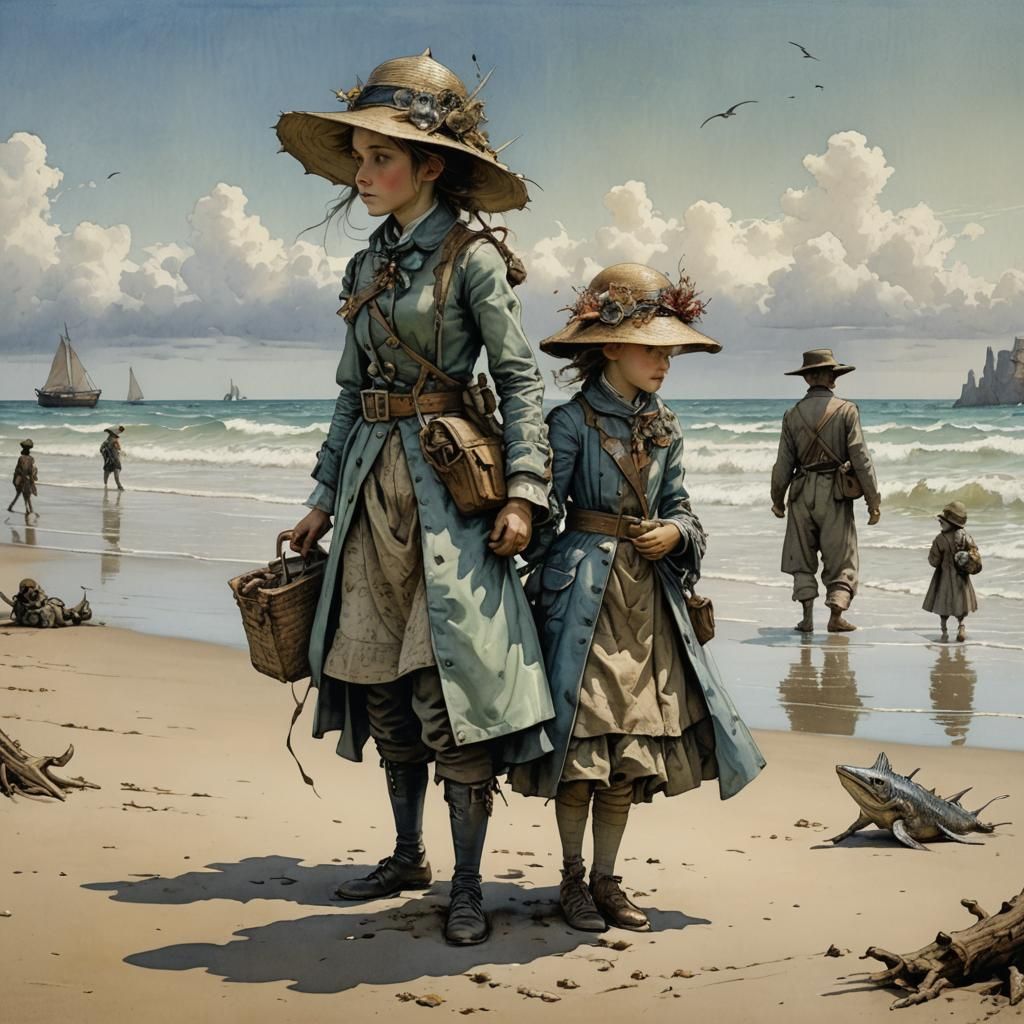 Beach Day in 1899: Exquisite 3D Digital Art