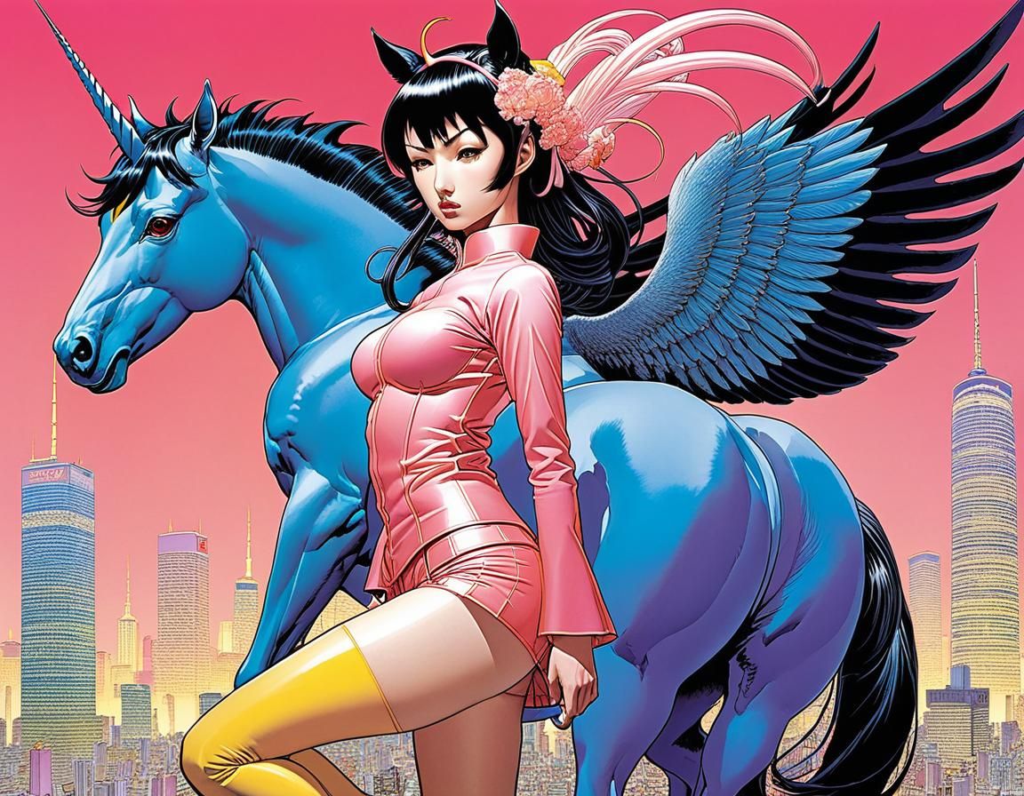 Manga Wolverine Beast Unicorn Chimera in Surreal Style