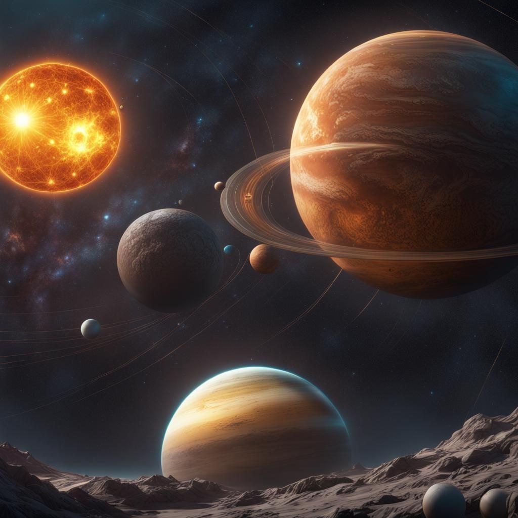 Electron Solar System: Detailed Matte Painting