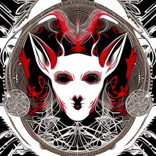 Gothic White Rabbit and Moon in Dark Fantasy Style