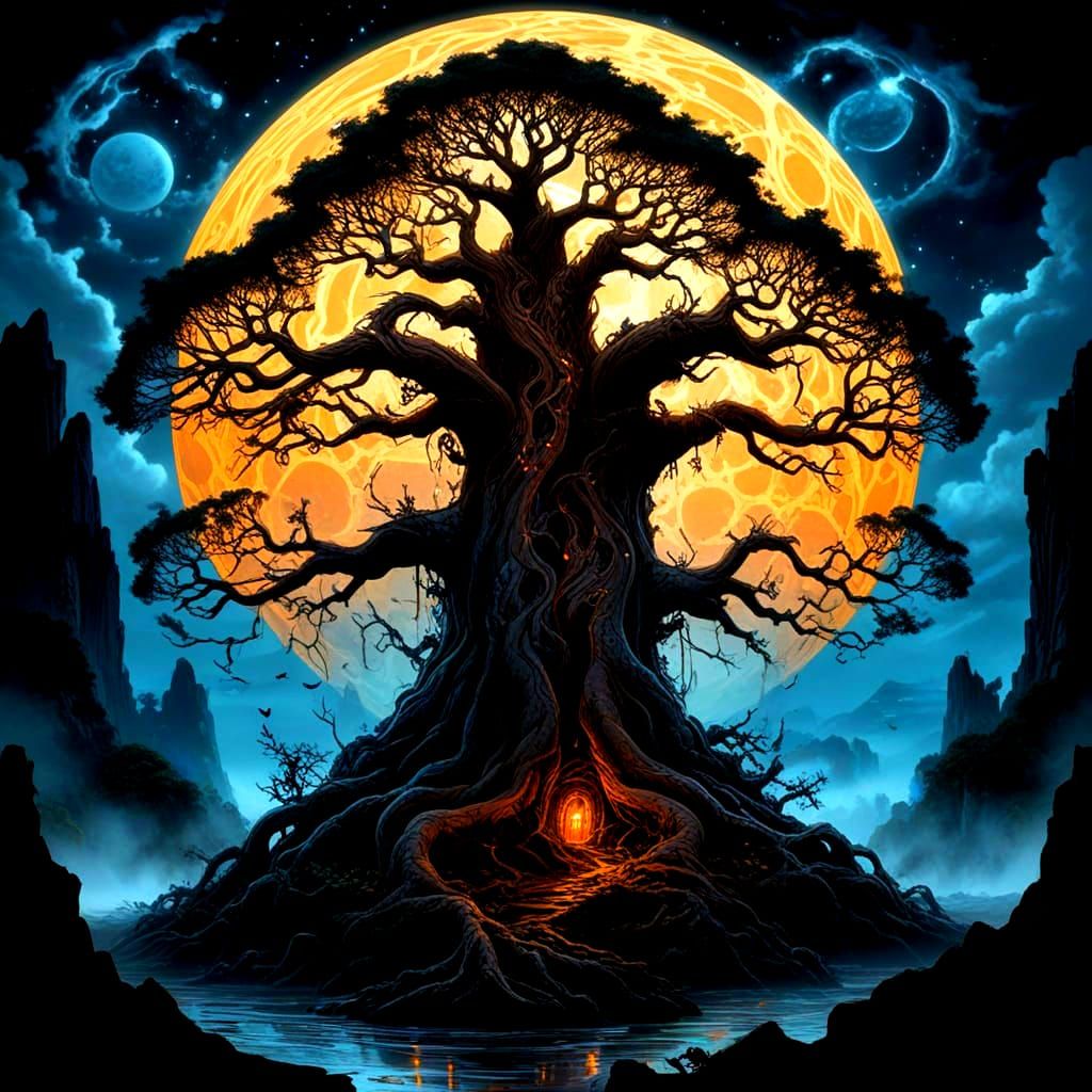 Ancient Tree of Souls on Obsidian Plain