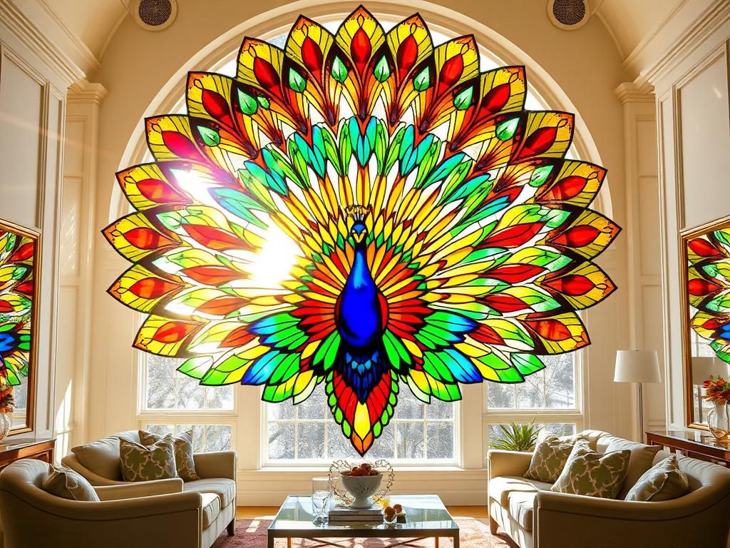 Radiant Art Deco Living Room with Stained Glass