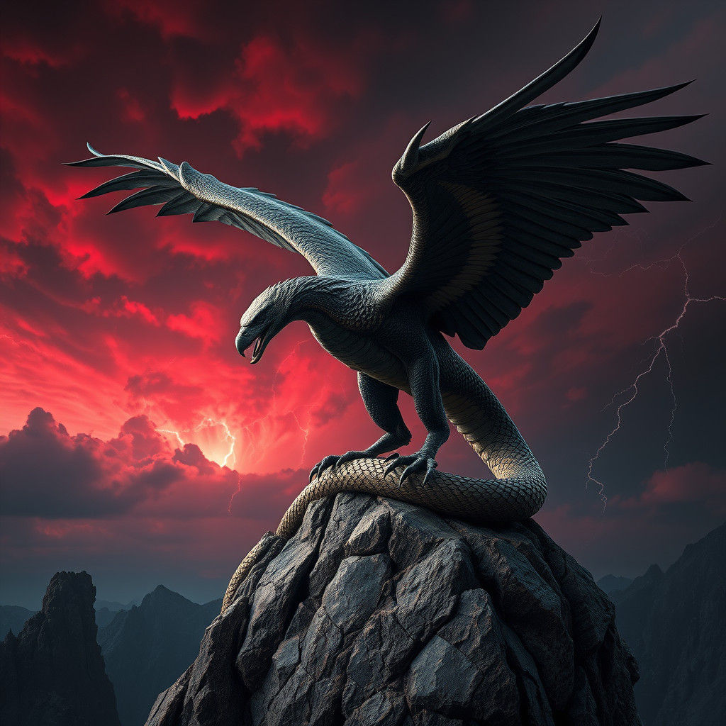 Eagle-Cobra Hybrid in Dark Fantasy Style