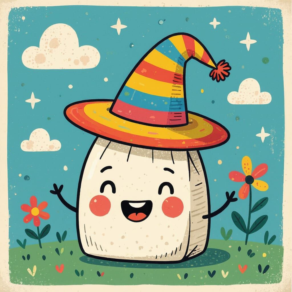 Milk Bag with Face in Whimsical Style