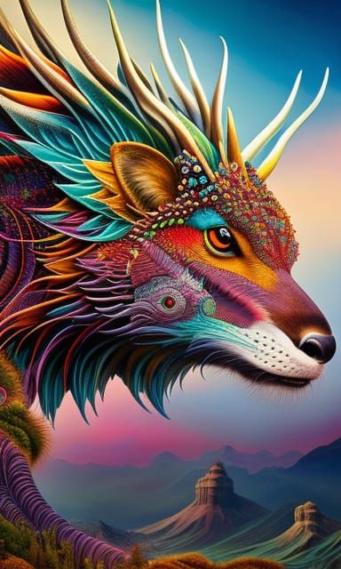 Stylized Mutant Animal Collage with 3D Details
